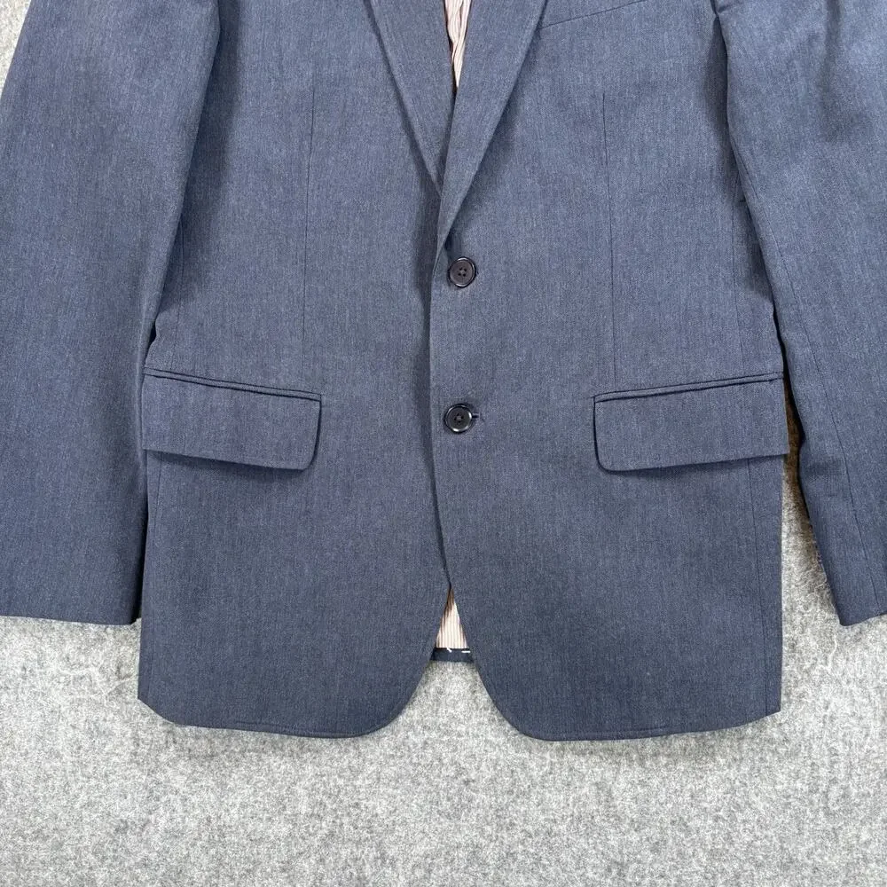 Banana Republic Mens 38R Tailored Fit Navy Blue Herringbone Cotton Blazer Jacket
